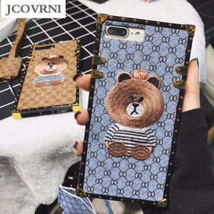 Planet Gates 4 / i7 i8 plus(5.5inch) Luxury Brand Embroidery for iPhone 7 7plus Panda Animal Pattern Phone Case for iPhoneXR XS XSMAX 6 6plus Hard Back Cover