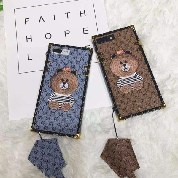 Planet Gates 4 / i7 i8 plus(5.5inch) Luxury Brand Embroidery for iPhone 7 7plus Panda Animal Pattern Phone Case for iPhoneXR XS XSMAX 6 6plus Hard Back Cover