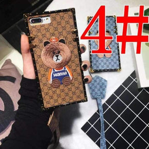Planet Gates 4 / i7 i8 plus(5.5inch) Luxury Brand Embroidery for iPhone 7 7plus Panda Animal Pattern Phone Case for iPhoneXR XS XSMAX 6 6plus Hard Back Cover