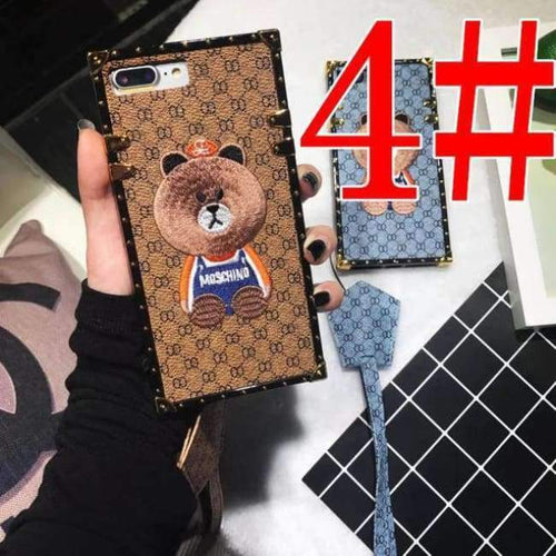 Planet Gates 4 / i7 i8 plus(5.5inch) Luxury Brand Embroidery for iPhone 7 7plus Panda Animal Pattern Phone Case for iPhoneXR XS XSMAX 6 6plus Hard Back Cover