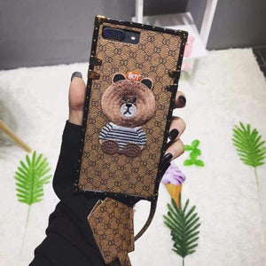 Planet Gates 4 / i7 i8 plus(5.5inch) Luxury Brand Embroidery for iPhone 7 7plus Panda Animal Pattern Phone Case for iPhoneXR XS XSMAX 6 6plus Hard Back Cover