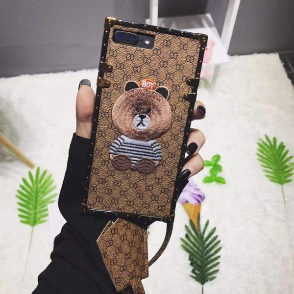 Planet Gates 4 / i7 i8 plus(5.5inch) Luxury Brand Embroidery for iPhone 7 7plus Panda Animal Pattern Phone Case for iPhoneXR XS XSMAX 6 6plus Hard Back Cover