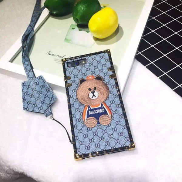 Planet Gates 4 / i7 i8 plus(5.5inch) Luxury Brand Embroidery for iPhone 7 7plus Panda Animal Pattern Phone Case for iPhoneXR XS XSMAX 6 6plus Hard Back Cover