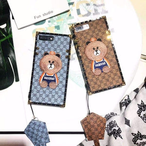 Planet Gates 4 / i7 i8 plus(5.5inch) Luxury Brand Embroidery for iPhone 7 7plus Panda Animal Pattern Phone Case for iPhoneXR XS XSMAX 6 6plus Hard Back Cover