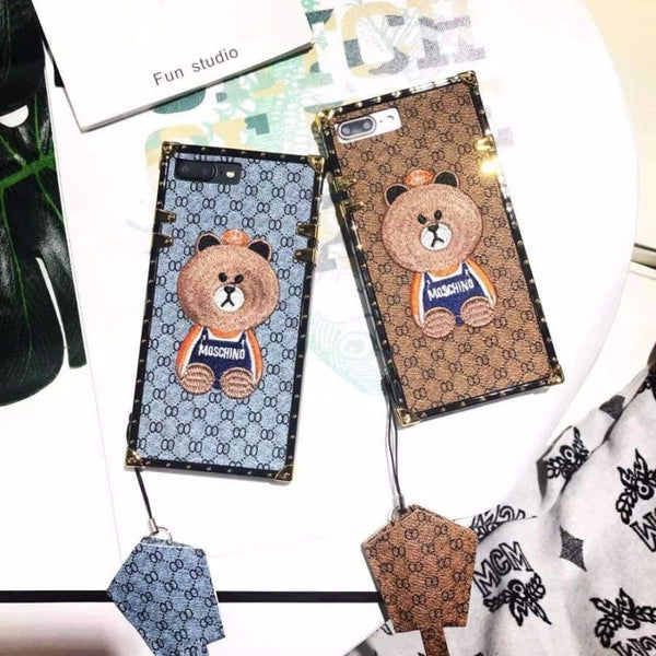 Planet Gates 4 / i7 i8 plus(5.5inch) Luxury Brand Embroidery for iPhone 7 7plus Panda Animal Pattern Phone Case for iPhoneXR XS XSMAX 6 6plus Hard Back Cover