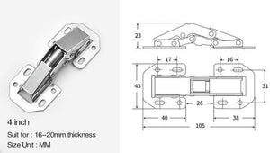 Cabinet Hinge 90 Degree No-Drilling Hole Cupboard Door Hydraulic Hinges Soft Close With Screws Furniture Hardware