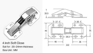 10PCS  Cabinet Door Hinges No-Drilling Hole Cupboard Spring Soft Close Hydraulic Hinge Furniture Hardware With Screws