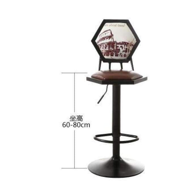 Planet Gates 4 Iron art bar chair. European-style bar chair lifting high footstool. Household backrest stool.