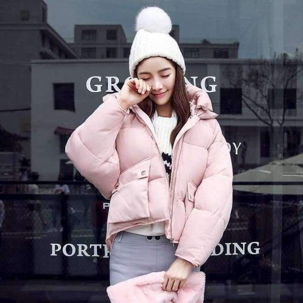 Planet Gates 4 / L Winter Jacket Women Hooded Warm Jackets Coat Female Bat Sleeve Thick Outwear Winter Coat Women Ladies Parkas Pink Color