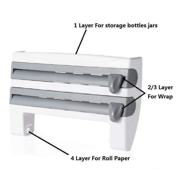 Planet Gates 4 Layer Paper Holder Hanger Tissue Wrap Roll Towel Rack Toilet Sink Door Hanging Organizer Storage Hook Kitchen Holder Rack