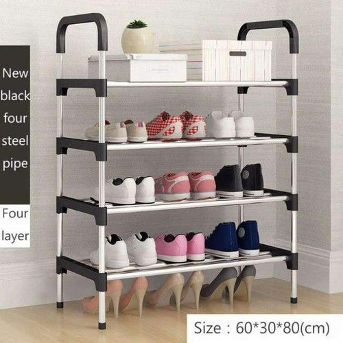 Planet Gates 4-Layers-black Shoe Rack Easy Assembled Plastic Multiple layers Shoes Shelf Storage Organizer Stand Shoe cabinet Fashion living room furniture