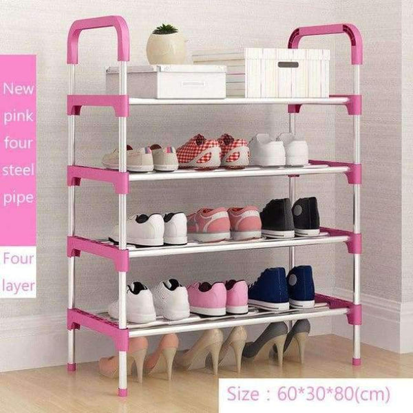 Planet Gates 4-Layers-pink Shoe Rack Easy Assembled Plastic Multiple layers Shoes Shelf Storage Organizer Stand Shoe cabinet Fashion living room furniture