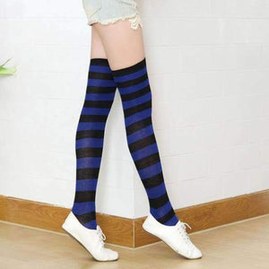 Long Knee Socks Striped Cotton Thigh High Lady's Over The Knee Stockings 2018 Thin Stripes High Tube Color Stripes Socks