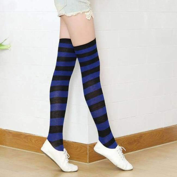 Long Knee Socks Striped Cotton Thigh High Lady's Over The Knee Stockings 2018 Thin Stripes High Tube Color Stripes Socks