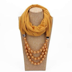 Planet Gates 4 / one size New Pendant Scarf Necklace Pearls Necklaces For Women Chiffon Scarves Pendant Jewelry Wrap Foulard Female Accessories