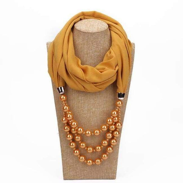 Planet Gates 4 / one size New Pendant Scarf Necklace Pearls Necklaces For Women Chiffon Scarves Pendant Jewelry Wrap Foulard Female Accessories