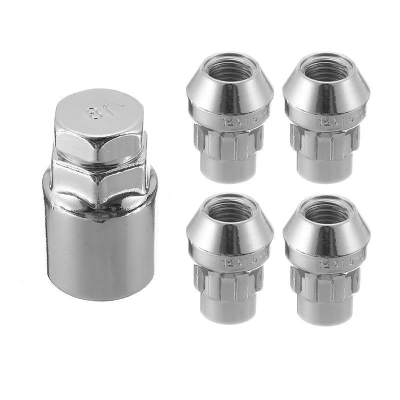 Planet Gates 4 Pcs 12x1.5mm Alloy Locking Wheel Nuts 60 degree Tapered Security Bolts With Key Anti Theft Racing Car Auto Replacement Parts