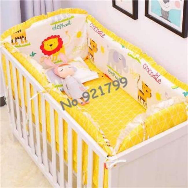 Planet Gates 4 pcs 2 Cotton Cartoon Soft Baby Bedding Sets Gray Elephant  Baby Crib bumper Include Pillow/ Bumpers/ Sheet/Quilt Cover Baby Bumpers