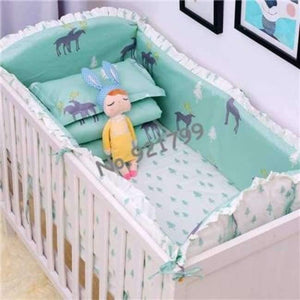 Planet Gates 4 pcs 3 Cotton Cartoon Soft Baby Bedding Sets Gray Elephant  Baby Crib bumper Include Pillow/ Bumpers/ Sheet/Quilt Cover Baby Bumpers