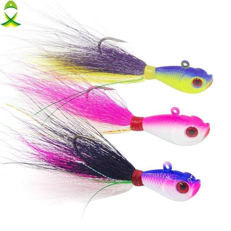 Planet Gates 4 pcs/lot Lead Head fishing lure Hook for Ice Fishing lifelike mixed colors fish Bait Fishing Tackle with bucktail teaser