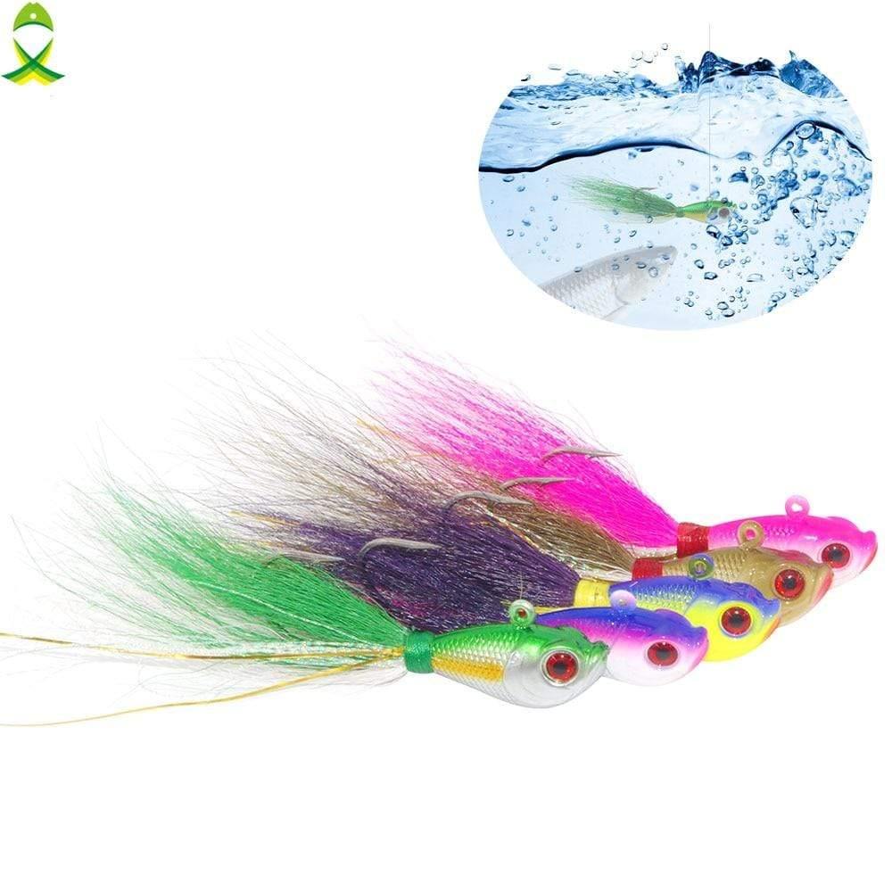 Planet Gates 4 pcs/lot Lead Head fishing lure Hook for Ice Fishing lifelike mixed colors fish Bait Fishing Tackle with bucktail teaser