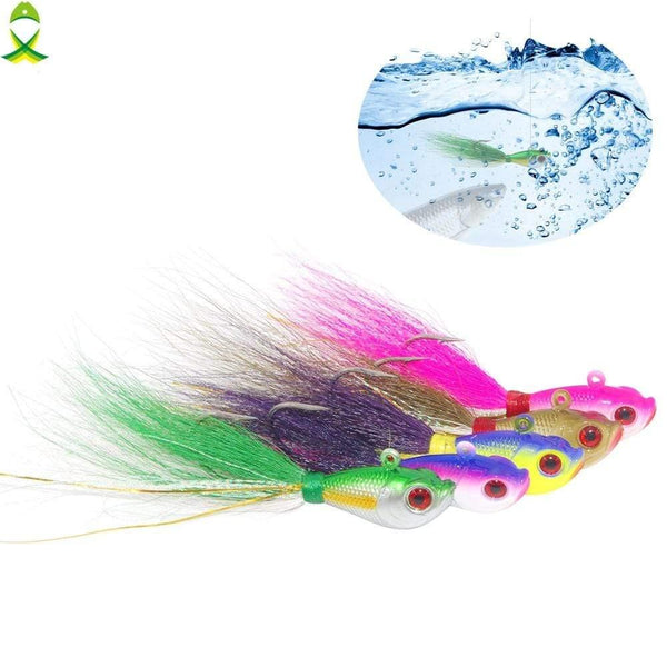 Planet Gates 4 pcs/lot Lead Head fishing lure Hook for Ice Fishing lifelike mixed colors fish Bait Fishing Tackle with bucktail teaser
