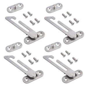 Planet Gates 4 Pcs/ Pack Stainless Steel UPVC Window Restrictor Child Security Lock Safety Catch Door Ventilator SCREW Hardware (Left Side)