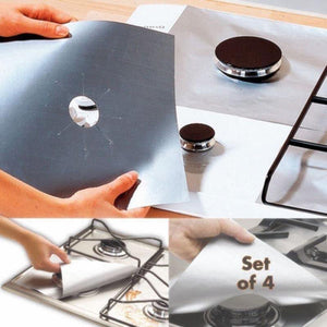 4 pcs Reusable Gas Range Protector Liner Cover Stove top Non Stick Burner Protector Mat For Hob Stovetop Cooker