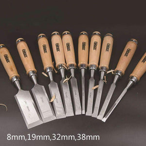 Planet Gates 4 Pcs/set 8,19,32,38mm Flat Woodworking Chisel Tool Set Professional Wood Carving Knife Hand Tools for Carving Enthusiasts