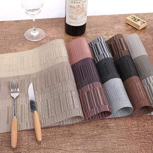 Planet Gates 4 pcs Set Cotton Linen Brown Gold Silk Pattern Dining Table Placemats Coaster Bowl Pad Table Cloth Kitchen accessories