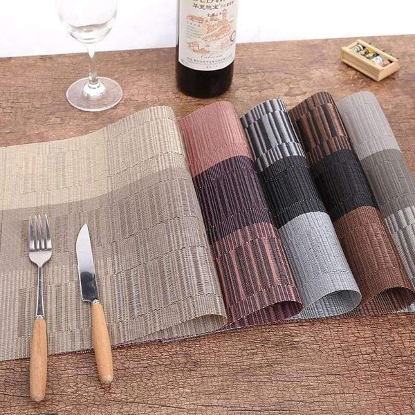 Planet Gates 4 pcs Set Cotton Linen Brown Gold Silk Pattern Dining Table Placemats Coaster Bowl Pad Table Cloth Kitchen accessories