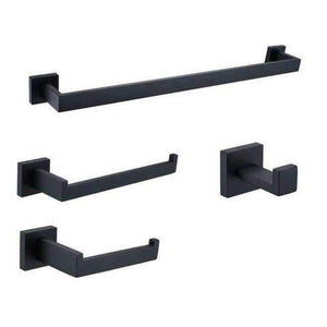 Planet Gates 4 piece Bathrrom Set Bathroom Hardware Set Black Robe Hook Towel Rail Bar Rack Bar Shelf Tissue Paper Holder Toothbrush Holder Bathroom Accessories