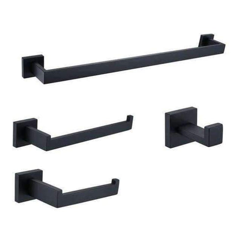Planet Gates 4 piece Bathrrom Set Bathroom Hardware Set Black Robe Hook Towel Rail Bar Rack Bar Shelf Tissue Paper Holder Toothbrush Holder Bathroom Accessories
