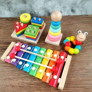 Planet Gates 4-piece set 1 Montessori Wooden 3D Educational Toys Children Learn Baby Color Wooden Children Early Teach Christmas Gifts Puzzle Toys
