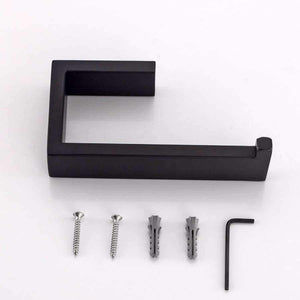 Planet Gates 4 pieces Set Matte Black SUS 304 Stainless Steel Bathroom Hardware Set Robe Hook Towel Bar Toilet Paper Holder Bathroom Accessories