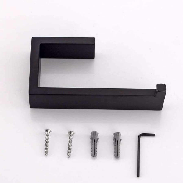 Planet Gates 4 pieces Set Matte Black SUS 304 Stainless Steel Bathroom Hardware Set Robe Hook Towel Bar Toilet Paper Holder Bathroom Accessories