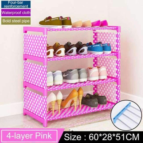Planet Gates 4-Pink Multi Layer Shoe rack Non-woven fabric Easy Assemble organize Storage Shelf Shoe cabinet fashion bookshelf Living Room Furniture