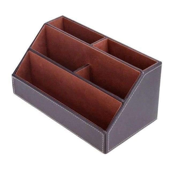 Planet Gates 4 PU Leather Office Desk Organizer Desktop Card Pencil Pen Holder Stationery Storage Box Container Accessories School Supplies