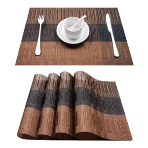Planet Gates 4 PVC Bamboo Plastic Placemats for Dining Table Runner Linens place mat in Kitchen Accessories Cup Wine mat
