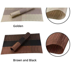 Planet Gates 4 PVC Bamboo Plastic Placemats for Dining Table Runner Linens place mat in Kitchen Accessories Cup Wine mat