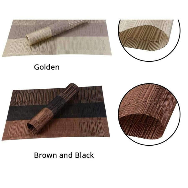 Planet Gates 4 PVC Bamboo Plastic Placemats for Dining Table Runner Linens place mat in Kitchen Accessories Cup Wine mat