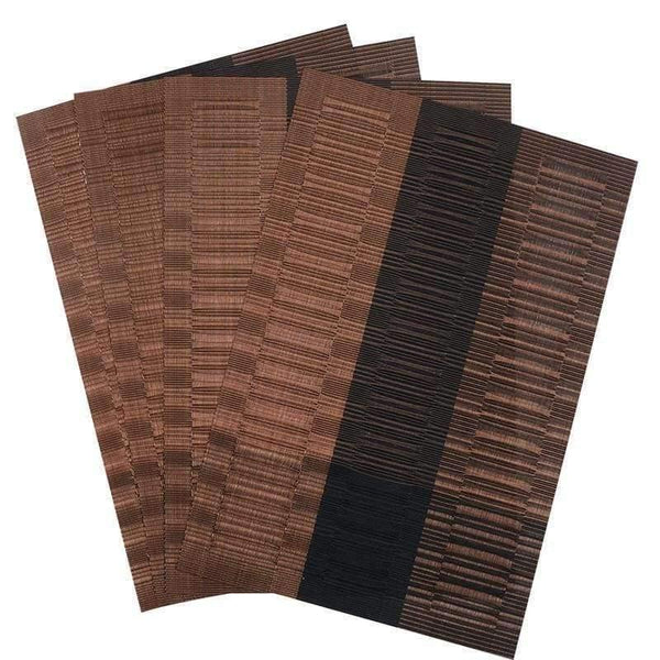 Planet Gates 4 PVC Bamboo Plastic Placemats for Dining Table Runner Linens place mat in Kitchen Accessories Cup Wine mat