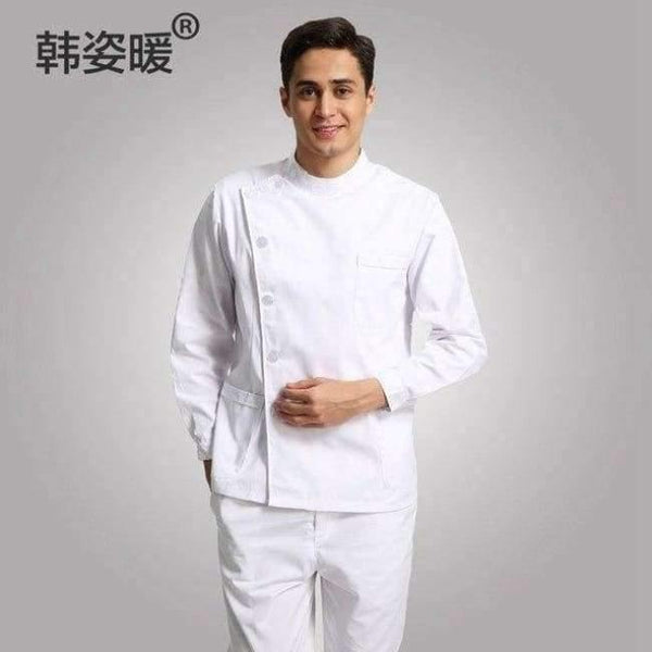 Planet Gates 4 / S Nurse suit split suit long-sleeved men and women stand collar white coat long sleeve Slim oral dentistry uniforms doctor clothes