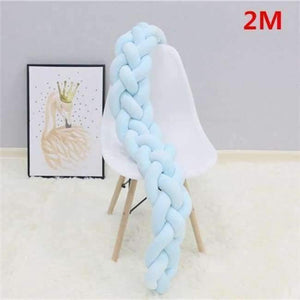 Planet Gates 4 tied Blue 2M 1M/2M/3M Baby Braided Crib Bumpers Knot Pillow Cushion, Four Tied Newborn Nursery bedding,Cot Room Dector