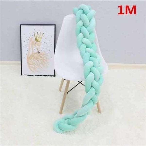 Planet Gates 4 tied Green 1M 1M/2M/3M Baby Braided Crib Bumpers Knot Pillow Cushion, Four Tied Newborn Nursery bedding,Cot Room Dector