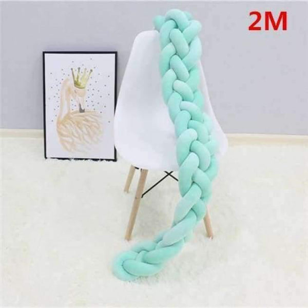 Planet Gates 4 tied Green 2M 1M/2M/3M Baby Braided Crib Bumpers Knot Pillow Cushion, Four Tied Newborn Nursery bedding,Cot Room Dector