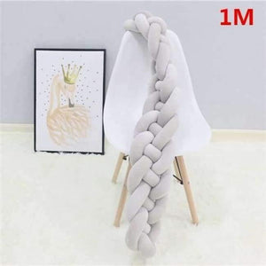 Planet Gates 4 tied Grey 1M 1M/2M/3M Baby Braided Crib Bumpers Knot Pillow Cushion, Four Tied Newborn Nursery bedding,Cot Room Dector