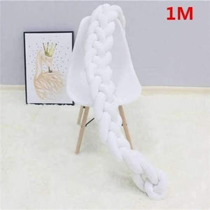 Planet Gates 4 tied White 1M 1M/2M/3M Baby Braided Crib Bumpers Knot Pillow Cushion, Four Tied Newborn Nursery bedding,Cot Room Dector