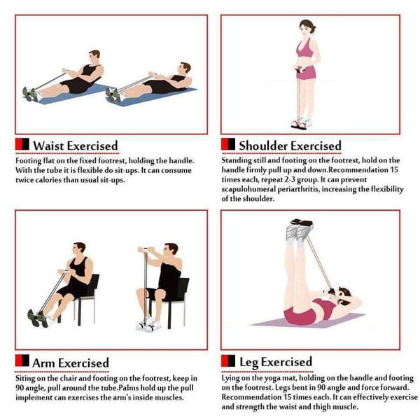 Planet Gates 4 Tube Home Gym Sport Fitness Body Building Crossfit Equipment Yoga Pilates Elastic Rubber Pedal Exerciser Resistance Bands Rope