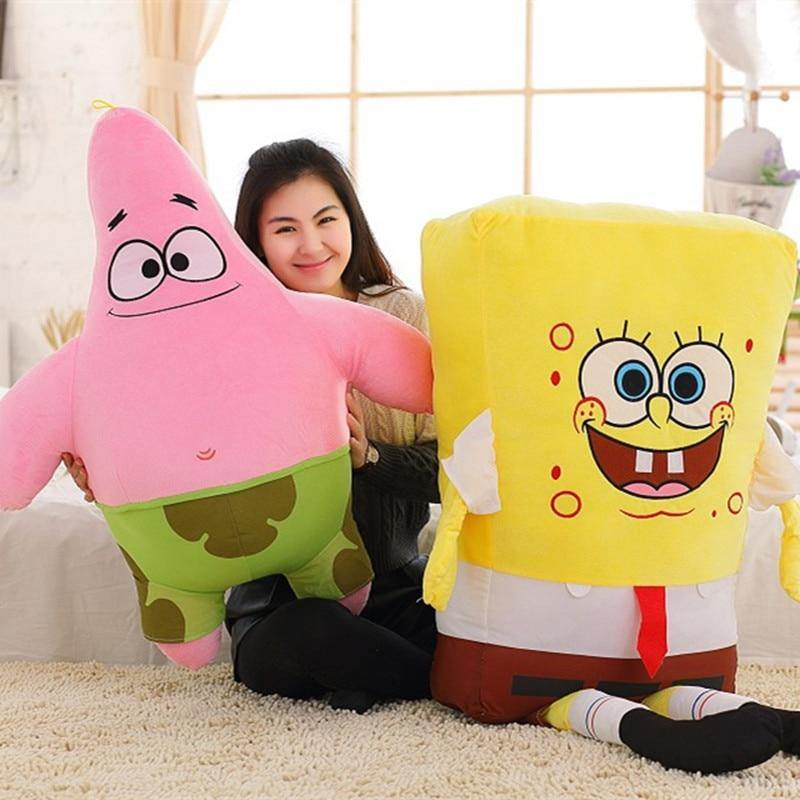 40-100cm Giant Cute Baby Toy Spongebob Patrick Star Plush Toys Cartoon Soft Animal Pillow Anime Doll Children Kids Birthday Gift